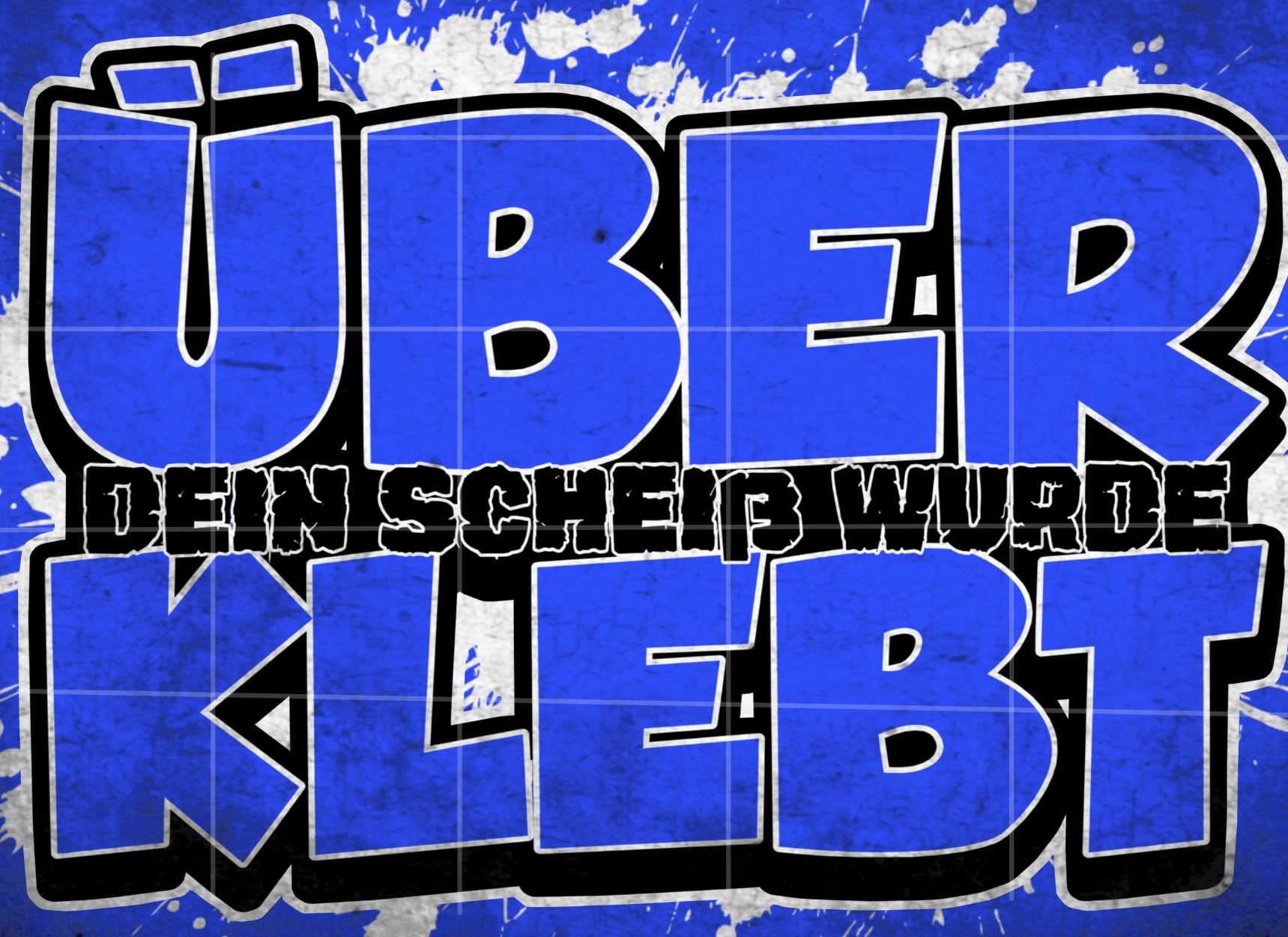 Blau-weißer Fußball-Sticker mit Fankultur-Bezug, inspiriert von Fankultur und Stadionatmosphäre