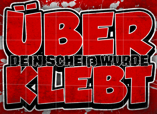 Rot-weißer Fußball-Sticker mit Fankultur-Bezug, inspiriert von Fankultur und Stadionatmosphäre