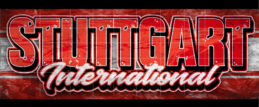 Rot-weißer Fußball-Sticker mit Stuttgart-Bezug, inspiriert von Fankultur und Stadionatmosphäre