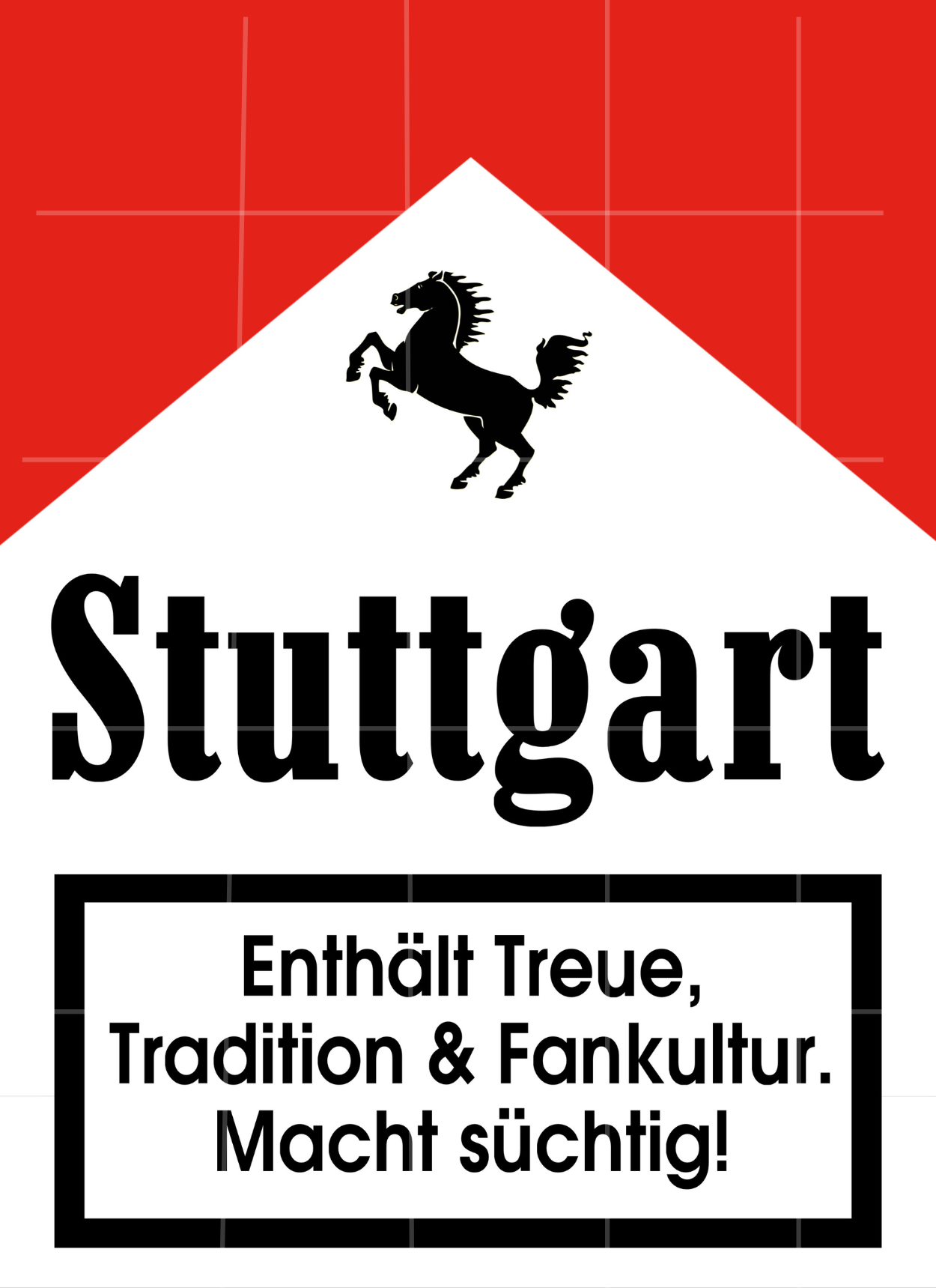 Rot-weißer Fußball-Sticker mit Stuttgart-Bezug, inspiriert von Fankultur und Stadionatmosphäre